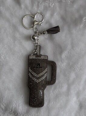 Dark Gray Stanley Keychain with Tassel Water Tumbler Bag Charm